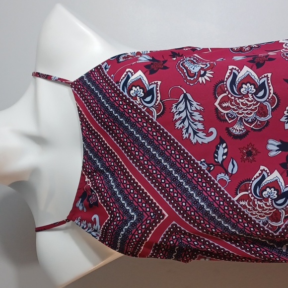 SMALL flower print adjustable straps, ribbon tie, sleveless tank halter top SOHO - Picture 2 of 16